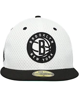 New Era Men's White/Black Brooklyn Nets Throwback 2Tone 59FIFTY Fitted Hat