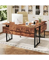 L-Shaped Computer Desk with Power Outlets for Convenient Charging and Efficient Workspace