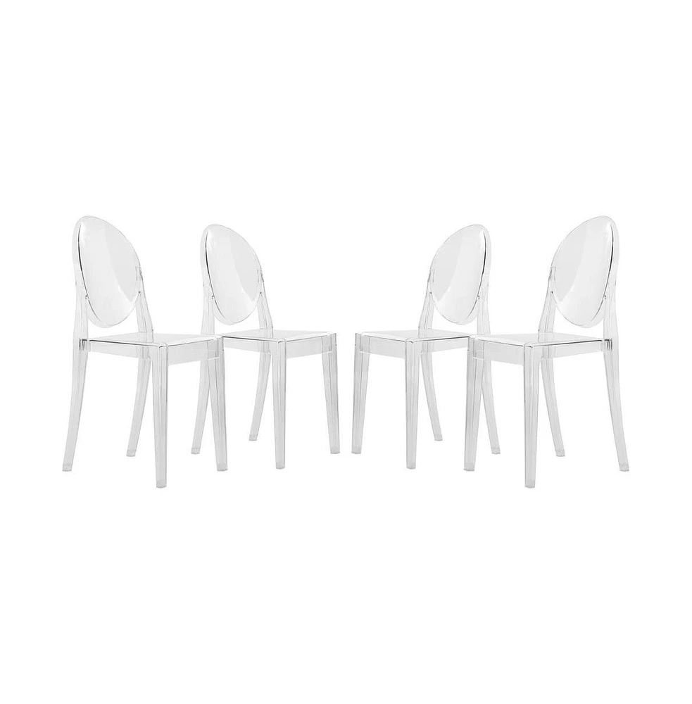 Marion Transparent Acrylic Modern Chair, Set of 4