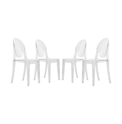 Marion Transparent Acrylic Modern Chair, Set of 4