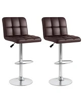 Modern Swivel Bar Stools Set of with Heavy-duty Metal Base & Footrest Back