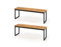 Set of 2 Patio Dining Bench for 2-3 Person Indoor Outdoor