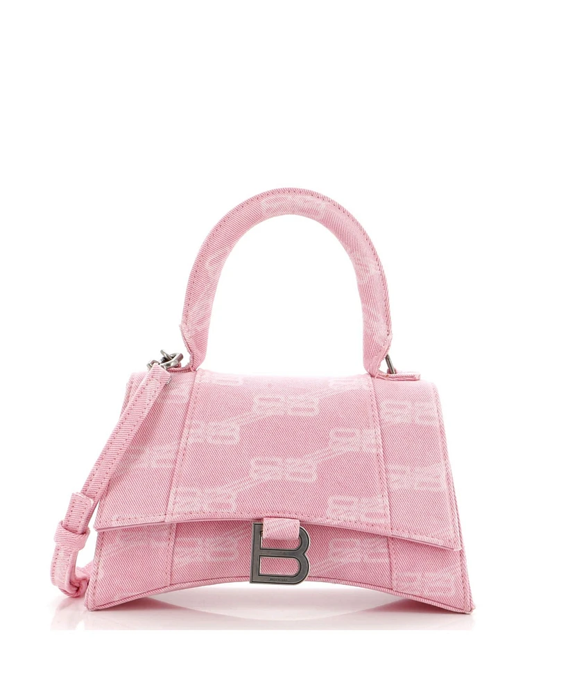 Pre-Owned Balenciaga Small Hourglass Top Handle Bag Bb Monogram Denim