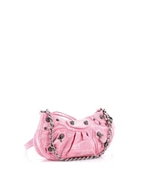 Pre-Owned Balenciaga Mini Le Cagole Giant Studs Shoulder Bag Bb Monogram Denim