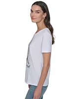 Karl Lagerfeld Paris Women's Jewel Eiffel Crewneck T-Shirt