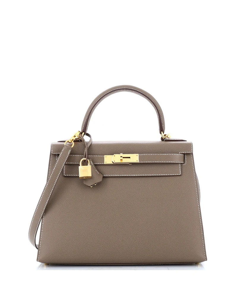 Pre-Owned Hermes Kelly 28 Handbag Grey Epsom with Gold Hardware