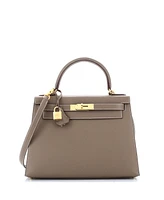 Pre-Owned Hermes Kelly 28 Handbag Grey Epsom with Gold Hardware
