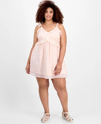 And Now This Trendy Plus V-Neck Ruffle-Trim Mini Dress, Exclusively at Macy's
