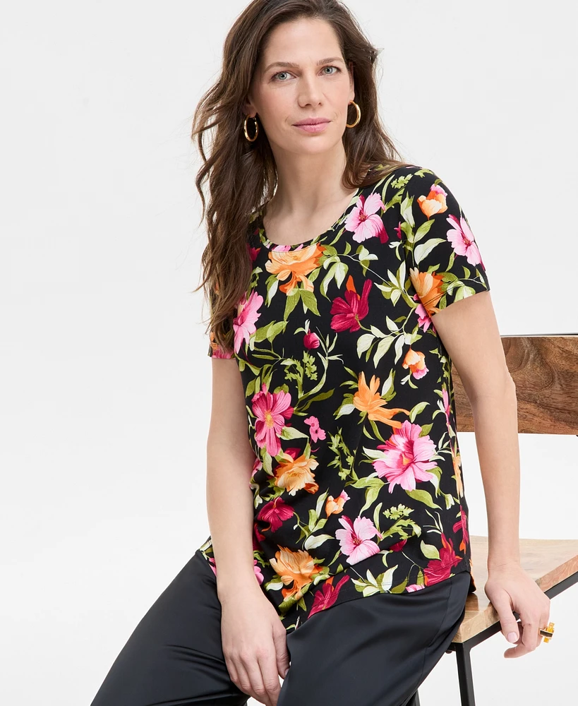 Jm Collection Women's Printed Scoop-Neck Top, Exclusively at Macy's