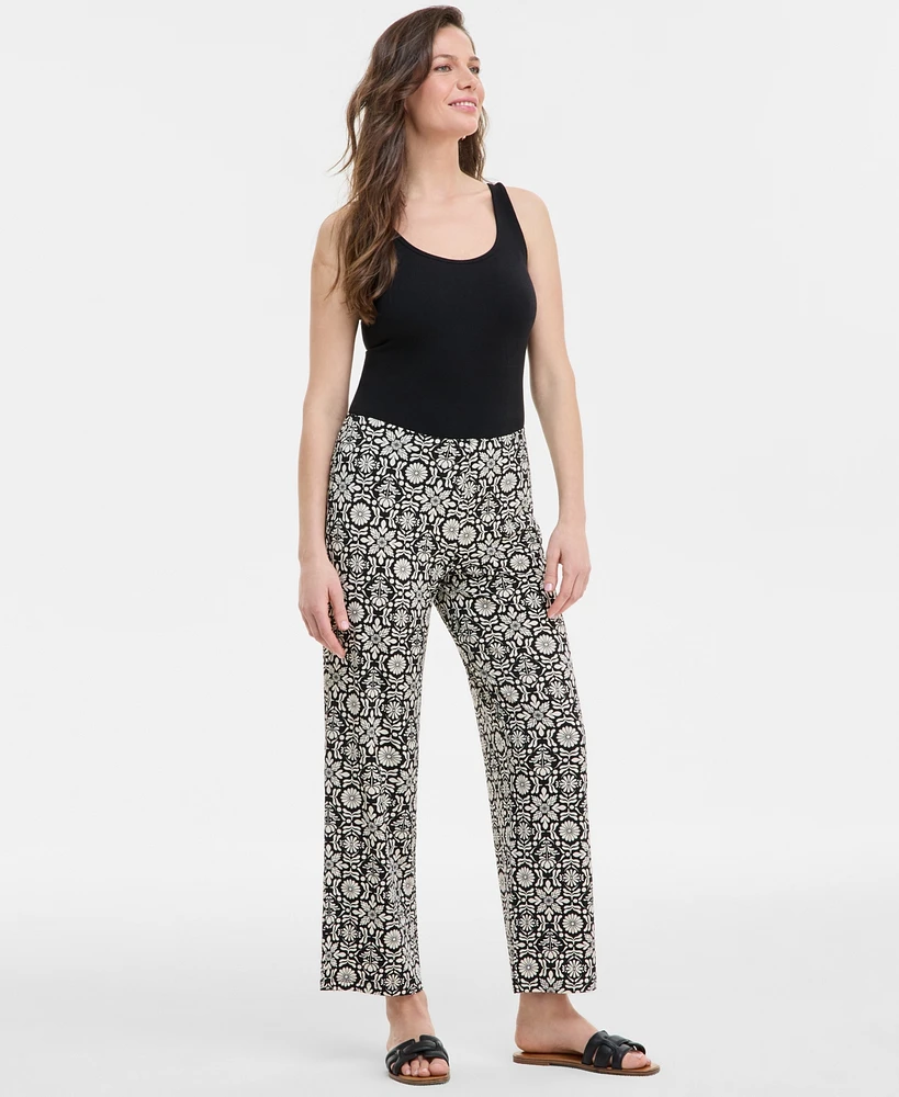 Jm Collection Women's Printed Wide-Leg Pull-On Pants, Exclusively at Macy's