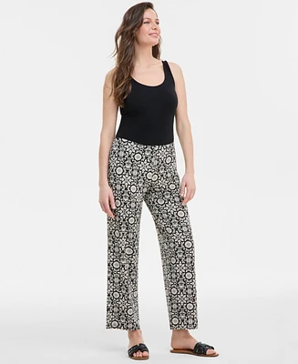 Jm Collection Women's Printed Wide-Leg Pull-On Pants, Exclusively at Macy's
