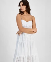 Self Esteem Juniors' Eyelet Lace-Up Midi Dress