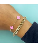 The Lovery Small Bubblegum Pink Clover Bracelet 14K Gold