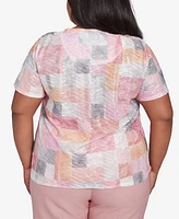 Alfred Dunner Plus Estate of Mind Textured Colorblock Crew Neck T-Shirt