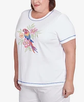 Alfred Dunner Plus Parrot Cay Centered Short Sleeve T-Shirt