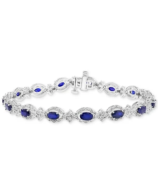 Effy Collection Diamond (1/2 ct. t.w.) & Blue Sapphire (4-1/4 ct. t.w.) Bracelet in Sterling Silver