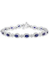 Effy Collection Diamond (1/2 ct. t.w.) & Blue Sapphire (4-1/4 ct. t.w.) Bracelet in Sterling Silver