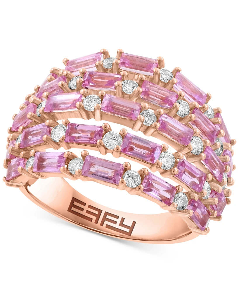 Effy Collection Diamond (5/8 ct. t.w.) & Pink Sapphire (3-1/2 ct. t.w.) Ring in 14k Rose Gold