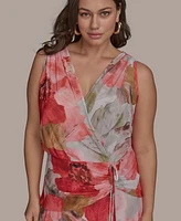 Donna Karan New York Plus Floral-Print Surplice Midi Dress