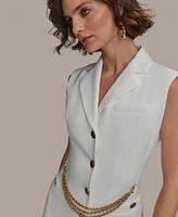 Donna Karan New York Women's Button-Front Chain-Trim Dress