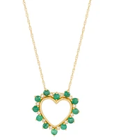 Emerald (1/2 ct. t.w.) & Diamond Accent Open Heart 18" Pendant Necklace in 14k Gold