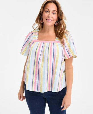 Style & Co Plus Printed Short-Sleeve Top, Exclusively at Macy's