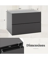 Floating Nightstand with Drawers and Storage Shelf