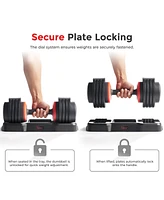Sunny Health & Fitness Elite Adjustable Dumbbell 55-Pound, Anti-Slip Steel Handle