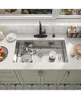 Casainc 36" L x 19" W Drop-in Stainless Steel Kitchen Sink with Touchless Faucet Included