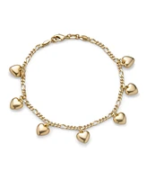 Bling Jewelry Multi Heart Charms Anklet Ankle Bracelet Gold Plated Figaro Chain