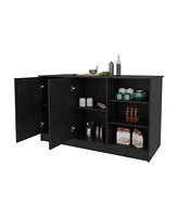 Fm Furniture Red Rock Kitchen Island with 2 Doors and Open Storage, Wengue