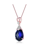 Sterling Silver 18K Rose Gold Plated with Colored Cubic Zirconia Teardrop Necklace