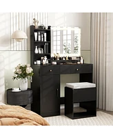 Vanity Dressing Table and Chair Set with Mirror Lights