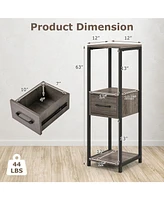 2-Pack 3-Tier Tall Plant Stand with Drawer and Display Shelf Stylish Storage and Display for Home or Office