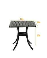 21 Inches Cast Aluminium Patio Bistro Table Outdoor Square Bar Table Antique Bronze Outdoor Small Side Table End Table Outdoor Dining Table for Porch