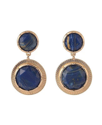 Rachel Rachel Roy Gold Tone and Blue Stone Round Drop Earrings