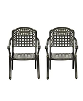 Patio Chairs set of 2 Cast Aluminum Furniture Outdoor Metal Garden Chair for Indoor Bistro Balcony