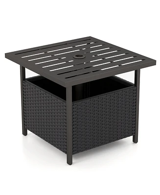 Outdoor Patio Rattan Wicker Steel Side Deck Table