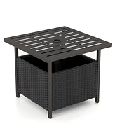 Outdoor Patio Rattan Wicker Steel Side Deck Table