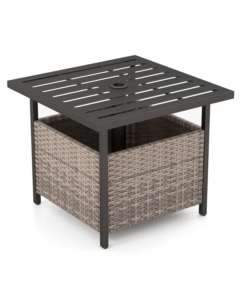 Outdoor Patio Rattan Wicker Steel Side Deck Table