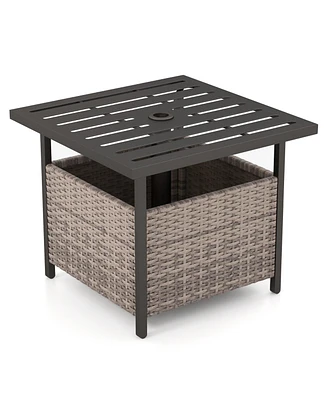 Outdoor Patio Rattan Wicker Steel Side Deck Table