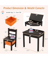 Flip-Top Kids Activity Table and Chair Set with Hidden Storage Space Fun Organized Playtime Furniture