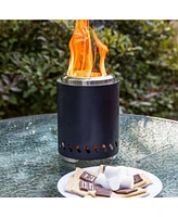 Tabletop Smokeless Fire Pit with Storage Bag and Poker - Triple Burn Pellet or Wood Burning 9.75" H Black