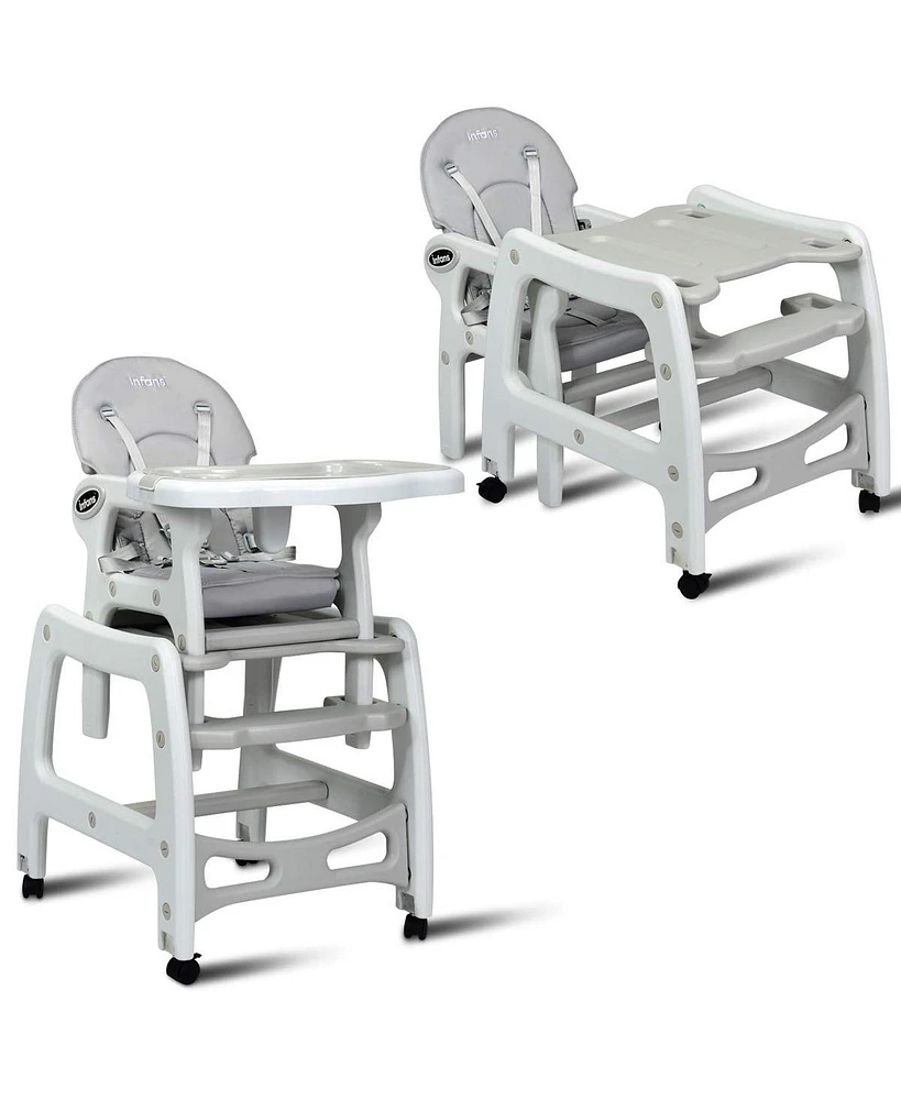 3-in-1 Baby High Chair with Lockable Universal Wheels