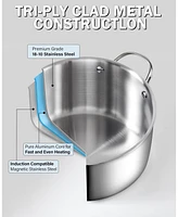 Cooks Standard Multi-Ply Clad Stainless Steel Stock Pot, 12-Quart Pasta Cooking Canning Pot with Lid, Deep Stockpot Large Soup Pot Induction Cookware,
