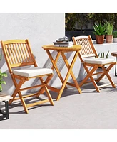 3-Piece Patio Folding Bistro Set with Soft Cushions Compact and Stylish Outdoor Furniture