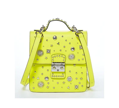 Susu Convertible Leather Backpack Purse Yellow Crossbody Bag Women's Handbag