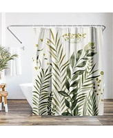 71x74 Floral Eucaliptus Shower Curtain - 100% Polyester - Water-Resistant Bath Curtain