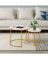 Modern Round Stacking Nesting Coffee Tables for Living Room (Set of 2)