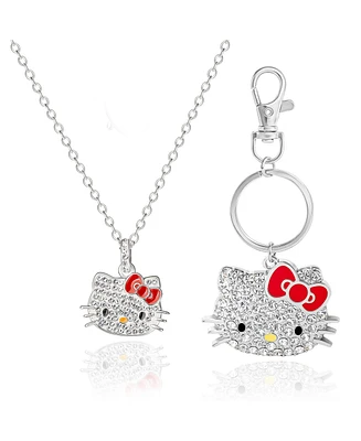 Hello Kitty Crystal Necklace & Keychain Gift Set